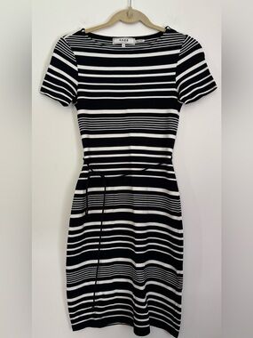 Sade New York Black & White Striped Short-Sleeve Knit Dress